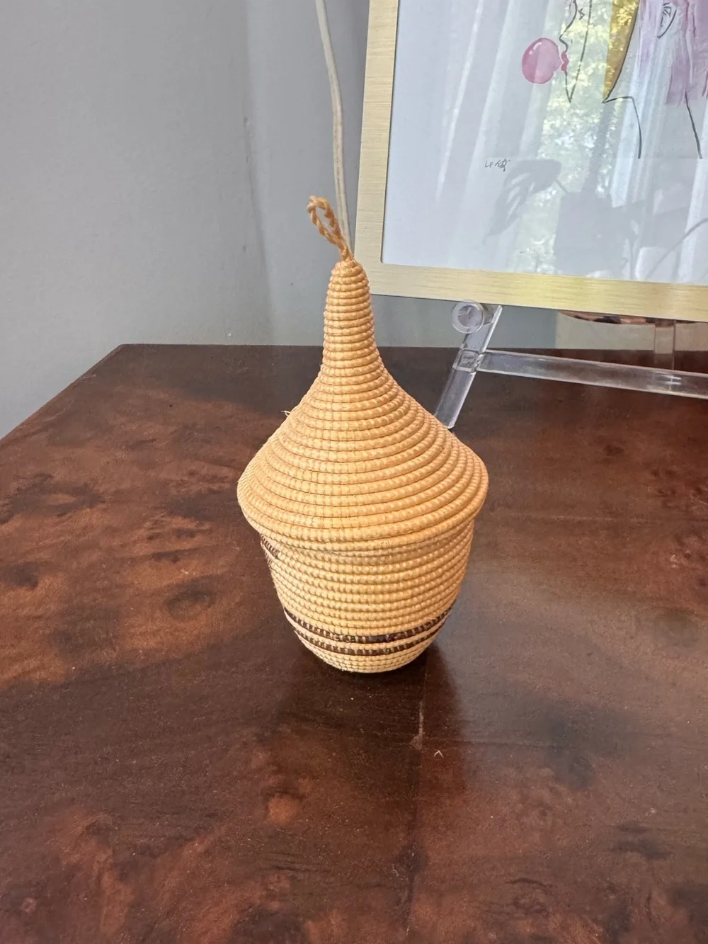 Small vintage handmade woven basket